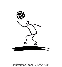 A vector illustration of Stickman Serving Volleyball Logo Sign, stickman art style