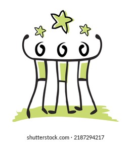 A vector Illustration of Stickman Stick Figure Reaching The Success Star logo sign 