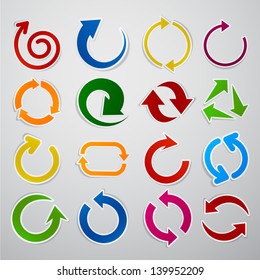 Vector illustration of sticky collection of colorful paper arrows. Eps10.