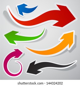 Vector illustration of sticky collection of colorful paper arrows. Eps10.