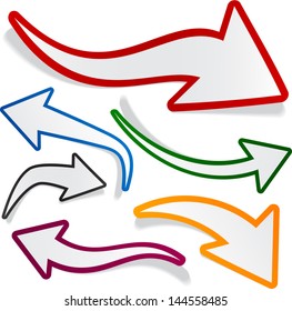 Vector illustration of sticky collection of colorful paper arrows. Eps10.