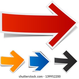 Vector illustration of sticky collection of paper arrows. Eps10.