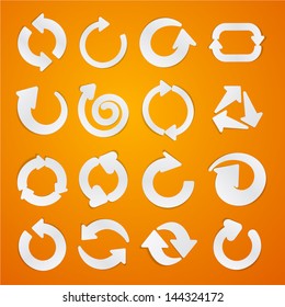 Ilustración vectorial de la pegajosa colección de flechas de papel. Eps10.