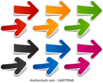 Vector illustration of sticky collection of paper arrows. Eps10. 