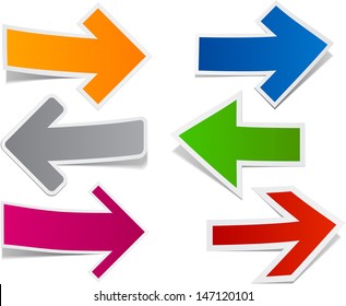 Vector illustration of sticky collection of paper arrows. Eps10.