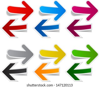 Vector illustration of sticky collection of paper arrows. Eps10. 