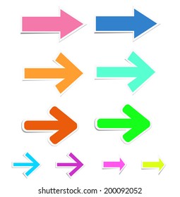 Vector illustration of sticky collection of paper arrows