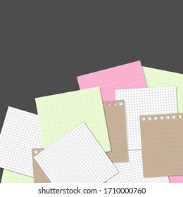 Ilustración vectorial de ilustraciones de notas adhesivas. Diferentes rodajas de una cinta adhesiva con sombra 