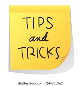 Vector illustration of sticky paper with Tips nd Tricks words written on it