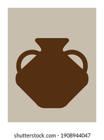 Vector illustration of still life of dark brown vessel, interior decor