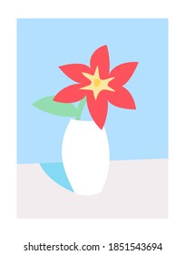 Vector illustration of still life, white vase with red flower