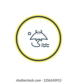 Vector illustration of stingray icon line. Beautiful nautical element also can be used as cramp fish icon element.