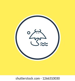 Vector illustration of stingray icon line. Beautiful marine element also can be used as cramp fish icon element.