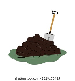 vector illustration Stirring the compost mixture