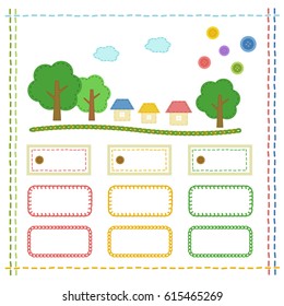 Vector illustration of stitch house and frame set