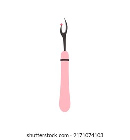 vector illustration of stitch ripper isolated on white, sewing tool used to cut and remove stitches, flat style