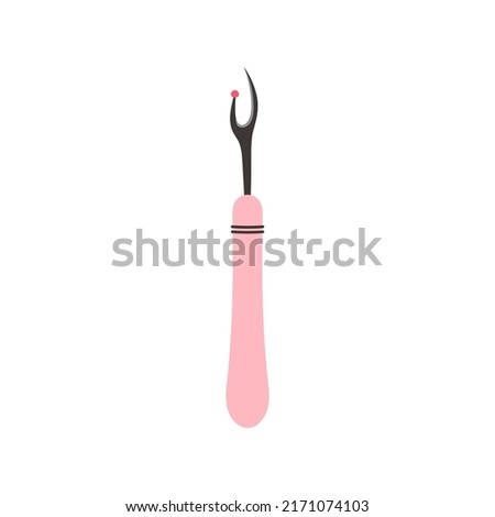 vector illustration of stitch ripper isolated on white, sewing tool used to cut and remove stitches, flat style