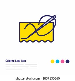 Vector illustration of stitching icon colored line. Beautiful lifestyle element also can be used as needlework icon element.