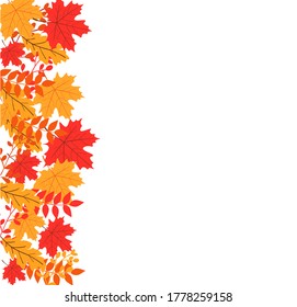 Vektorgrafik eines Herbstbestands mit fallenden Blättern auf weißem Hintergrund. Im Herbst fliegen Blattfallen und Pappelblätter in unscharfen Windbewegungen. Orangefarbenes Design für Herbstdesign. EPS10