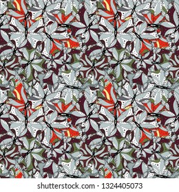 Vector illustration. - stock. Design wrapping and gift paper, greeting cards, banner and posters design. Seamless pattern background. Doodles on neutral, white and black colors. Watercolor, hand drawn