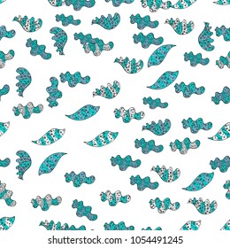 Vector illustration. - stock. Watercolor, hand drawn. Doodles on white, blue and black colors. Design wrapping and gift paper, greeting cards, banner and posters design. Seamless pattern background.