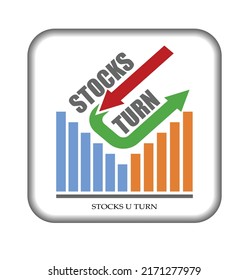 Vector Illustration Of Stocks And Indexes U Turn Concept