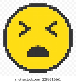 Vector illustration of stomach ache emoticons in a pixel art 8 bit video game style. Simple design on transparent background (PNG).