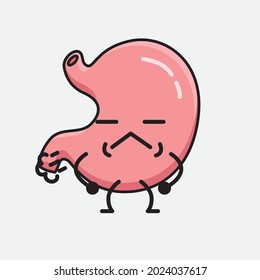 Ilustración vectorial del carácter de Stomach con la cara linda y el dibujo simple de la línea corporal en un fondo aislado
