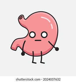 Ilustración vectorial del carácter de Stomach con la cara linda y el dibujo simple de la línea corporal en un fondo aislado