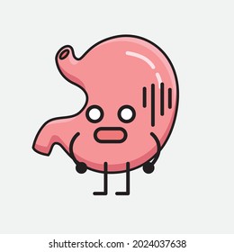 Vector Illustration of Stomach Character with cute face and simple body line drawing on isolated background