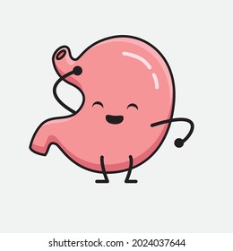 Vector Illustration of Stomach Character with cute face and simple body line drawing on isolated background