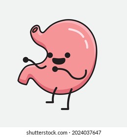 Vector Illustration of Stomach Character with cute face and simple body line drawing on isolated background