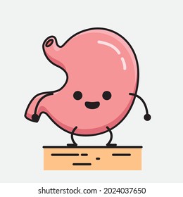 Ilustración vectorial del carácter de Stomach con la cara linda y el dibujo simple de la línea corporal en un fondo aislado