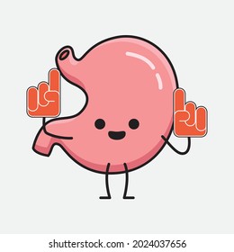 Vector Illustration of Stomach Character with cute face and simple body line drawing on isolated background