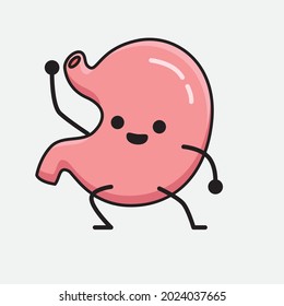Vector Illustration of Stomach Character with cute face and simple body line drawing on isolated background