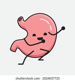 Vector Illustration of Stomach Character with cute face and simple body line drawing on isolated background