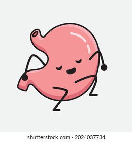 Vector Illustration of Stomach Character with cute face and simple body line drawing on isolated background