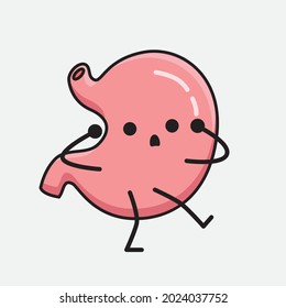 Vector Illustration of Stomach Character with cute face and simple body line drawing on isolated background