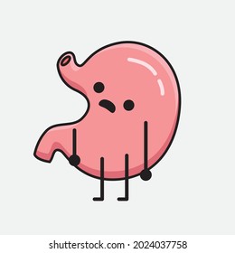 Vector Illustration of Stomach Character with cute face and simple body line drawing on isolated background
