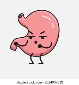 Vector Illustration of Stomach Character with cute face and simple body line drawing on isolated background