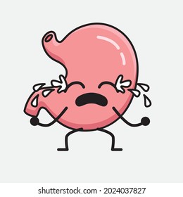 Ilustración vectorial del carácter de Stomach con la cara linda y el dibujo simple de la línea corporal en un fondo aislado