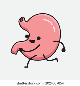 Vector Illustration of Stomach Character with cute face and simple body line drawing on isolated background