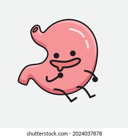 Vector Illustration of Stomach Character with cute face and simple body line drawing on isolated background