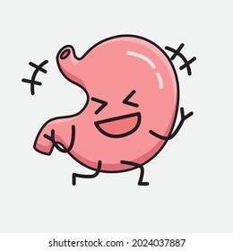 Vector Illustration of Stomach Character with cute face and simple body line drawing on isolated background