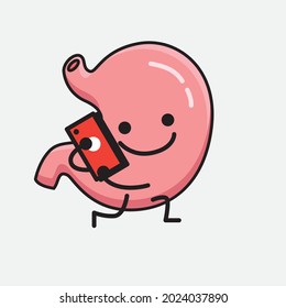 Ilustración vectorial del carácter de Stomach con la cara linda y el dibujo simple de la línea corporal en un fondo aislado