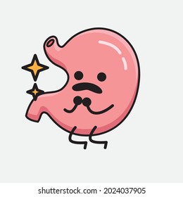 Vector Illustration of Stomach Character with cute face and simple body line drawing on isolated background