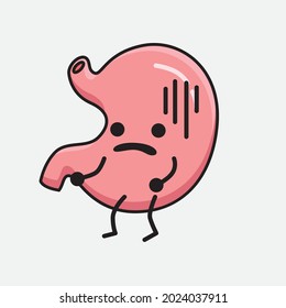 Vector Illustration of Stomach Character with cute face and simple body line drawing on isolated background