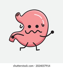 Vector Illustration of Stomach Character with cute face and simple body line drawing on isolated background
