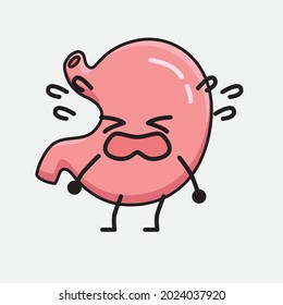 Vector Illustration of Stomach Character with cute face and simple body line drawing on isolated background