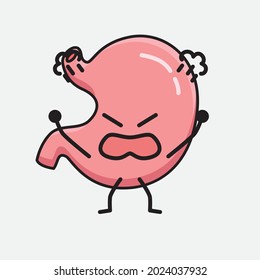 Ilustración vectorial del carácter de Stomach con la cara linda y el dibujo simple de la línea corporal en un fondo aislado